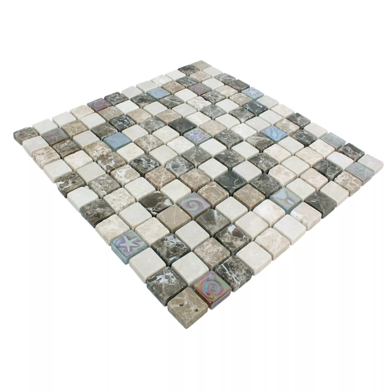 Mosaikfliesen Relief Marmor Java Glas Mix Beige