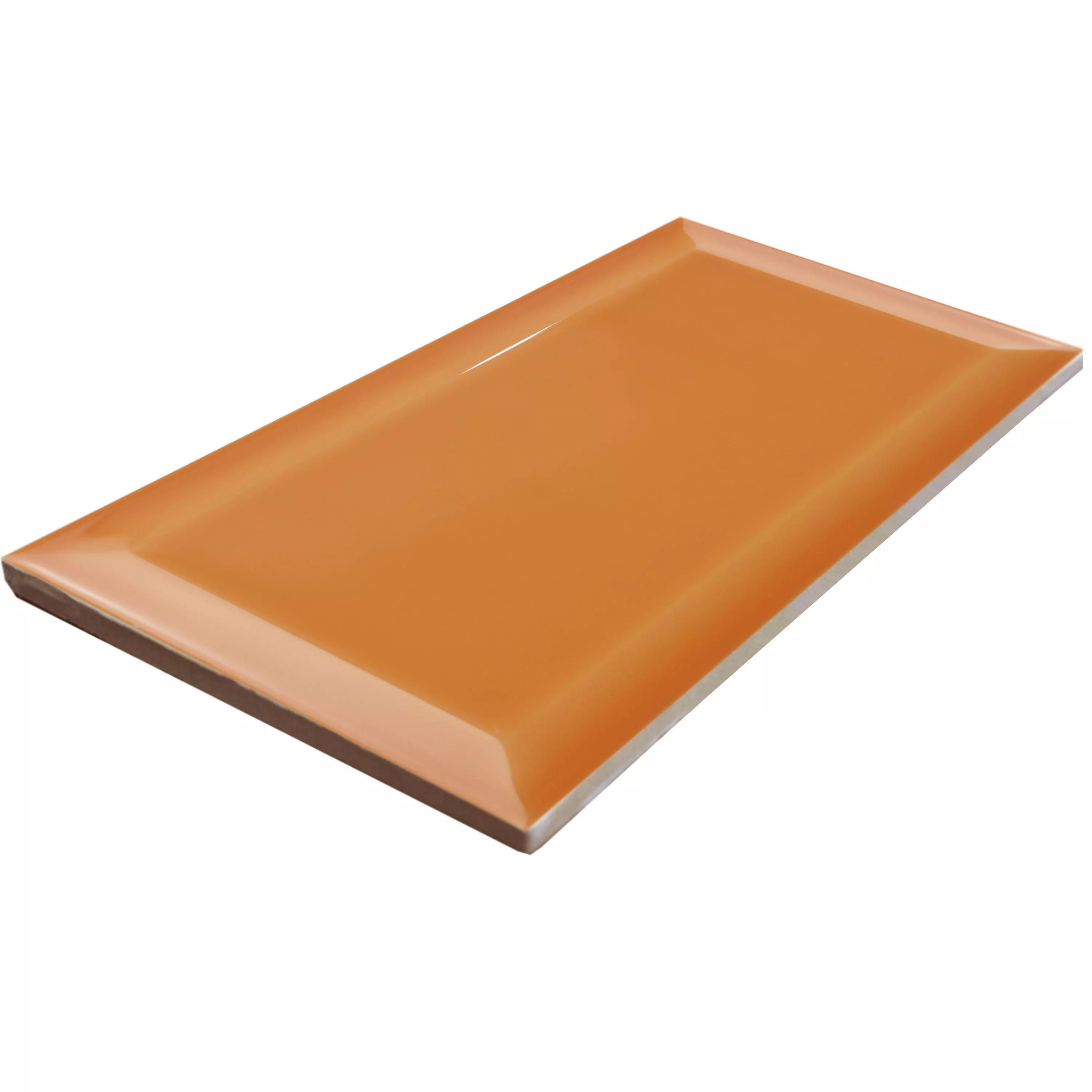 Muster Metro Wandfliesen Brasilia Facette 7,5x15x0,7cm Naranja