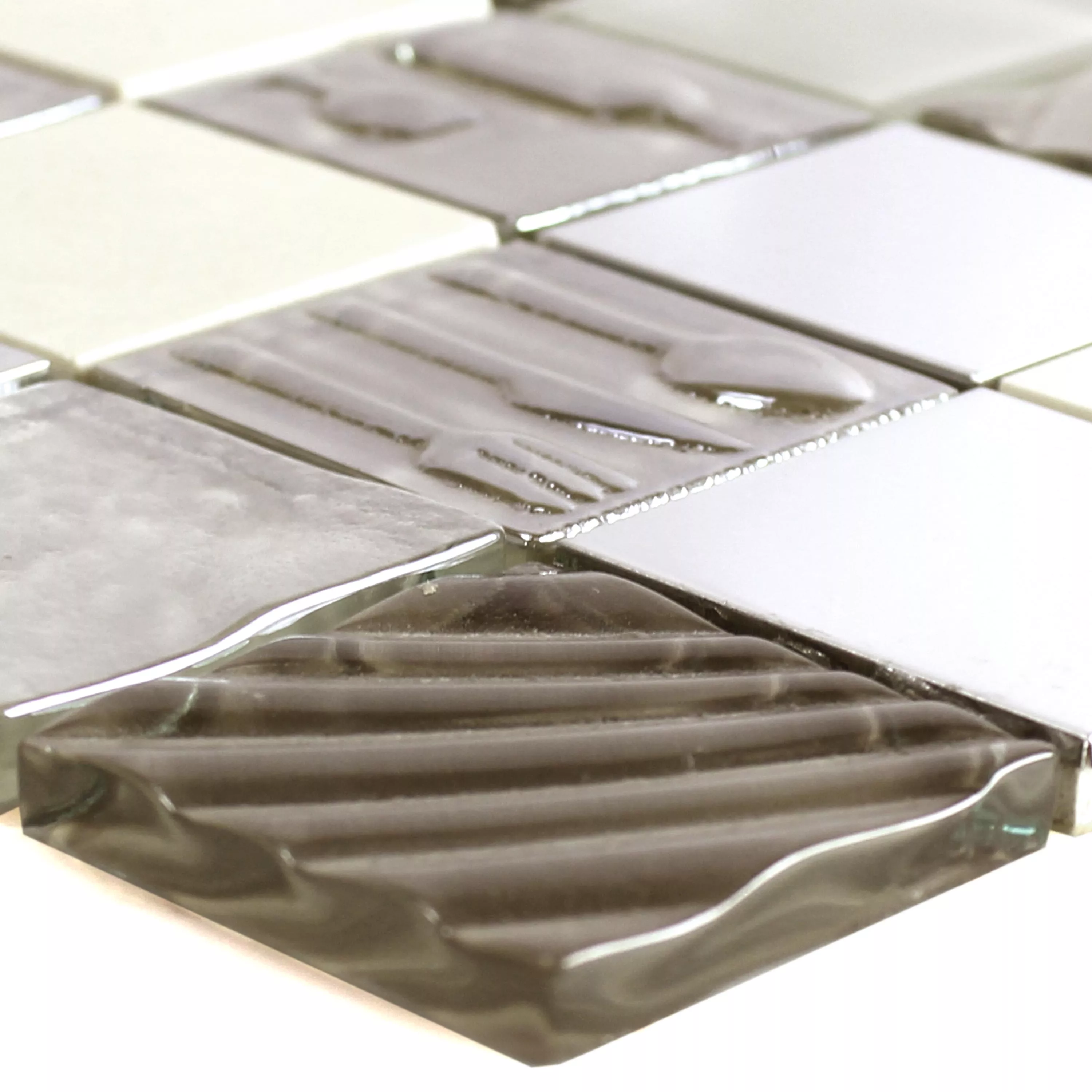 Glas Rostfritt Stål Natursten Mosaik Emporia Brun Beige Silver Glas Rostfritt Stål Natursten Mosaik Emporia Brun Beige Silver