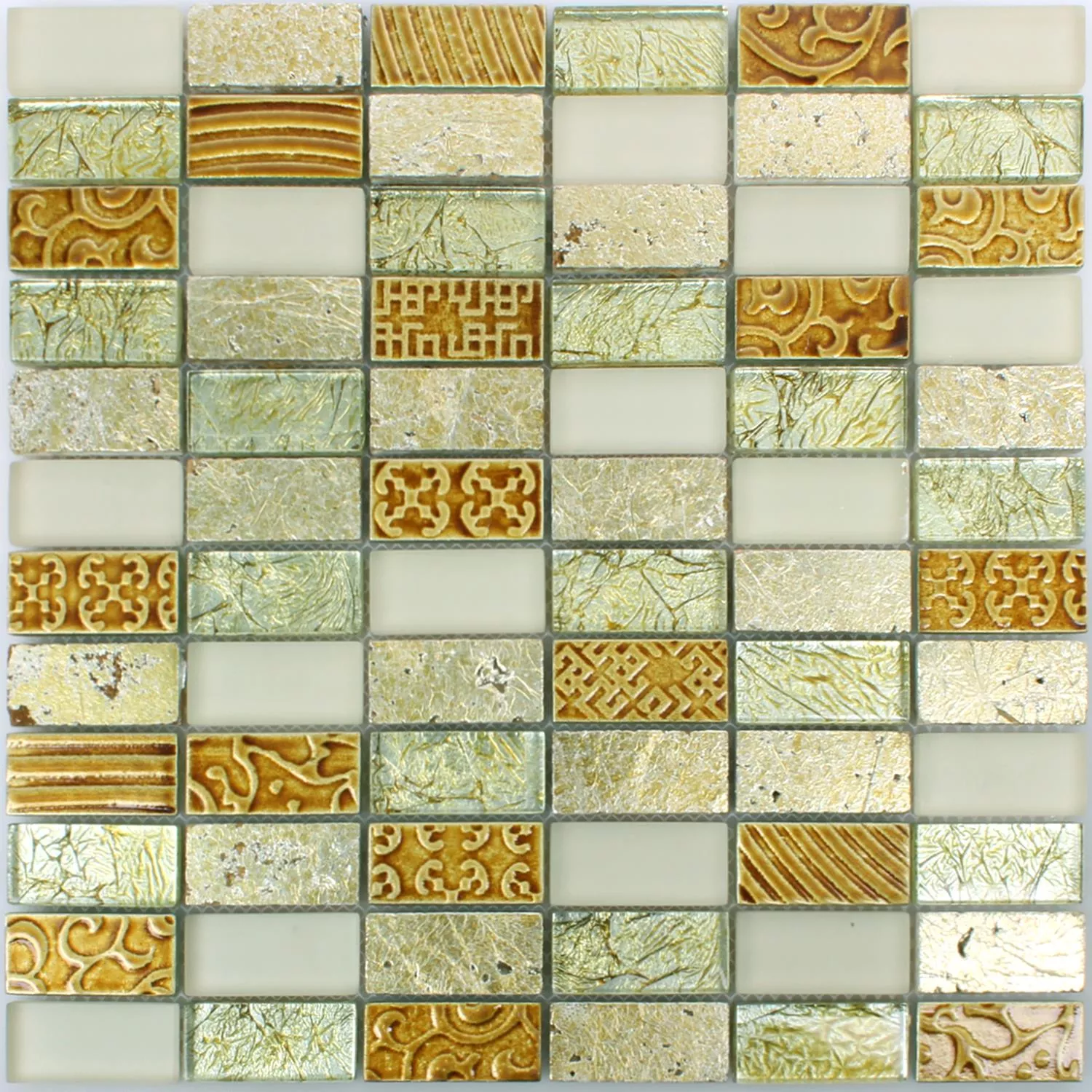 Mosaikfliesen Glas Naturstein Piroshka Gold