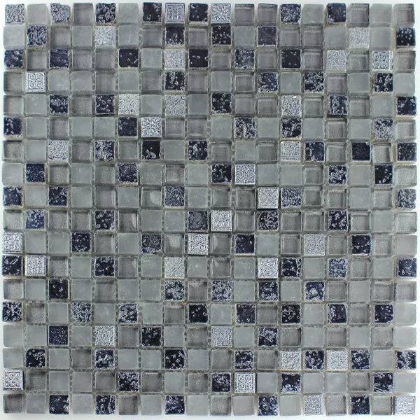 Muster von Mosaikfliesen Escimo Glas Naturstein Mix Grey Black