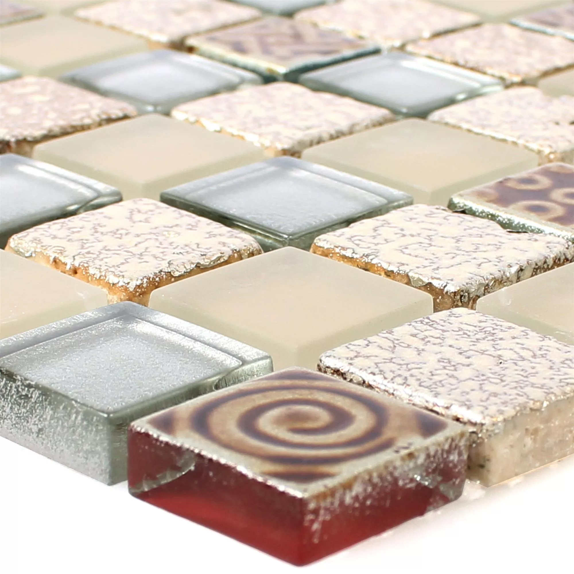 Glasmosaik Natursten Kakel Kobold Beige Silver Glasmosaik Natursten Kakel Kobold Beige Silver
