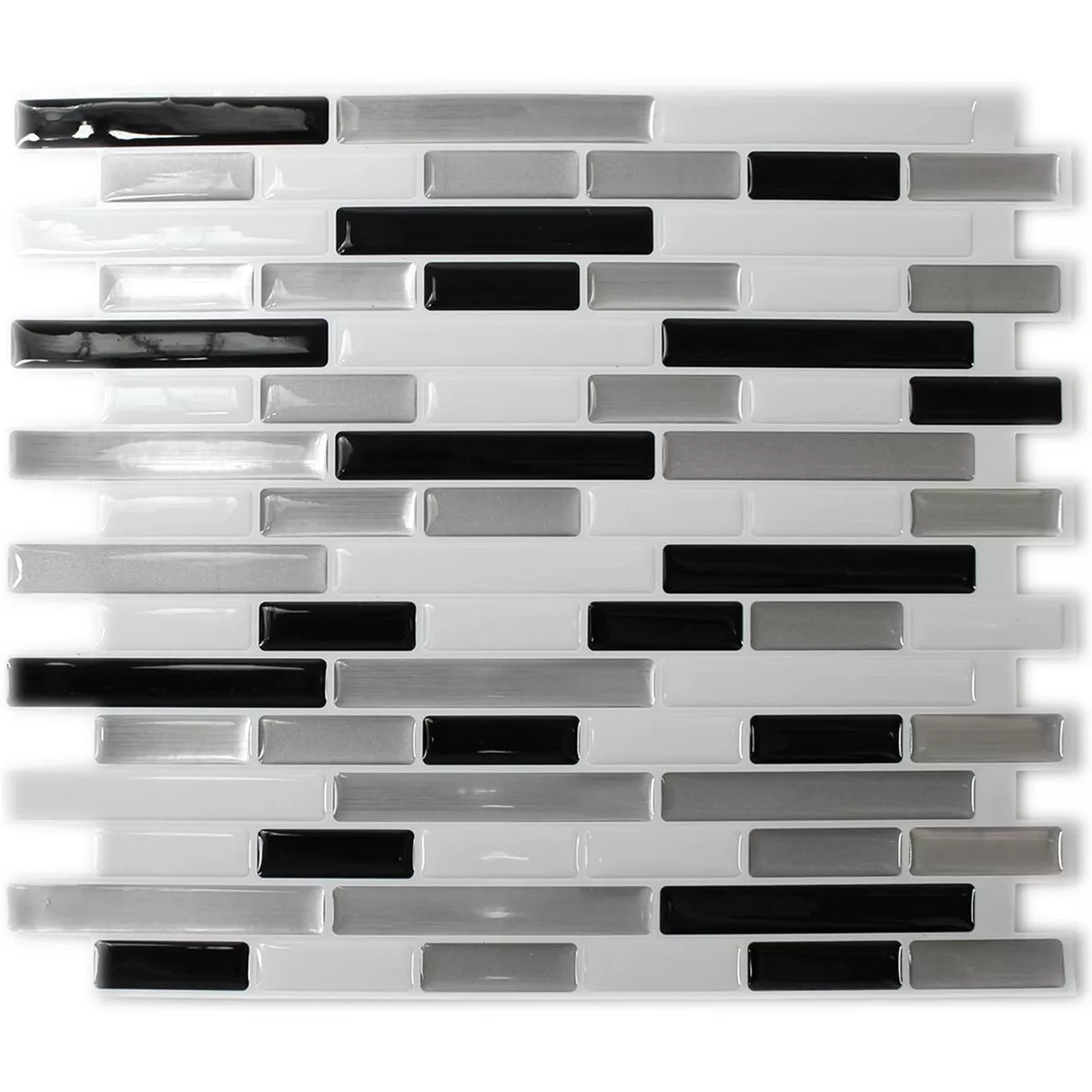 Mosaikfliesen Vinyl Stäbchen Silber Schwarz Mix 4er Pack