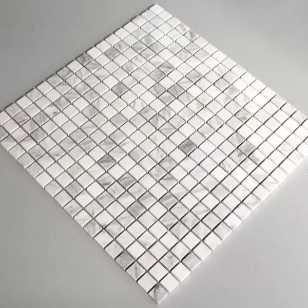 Mosaikfliesen Marmor 15x15x8mm Weiss Poliert