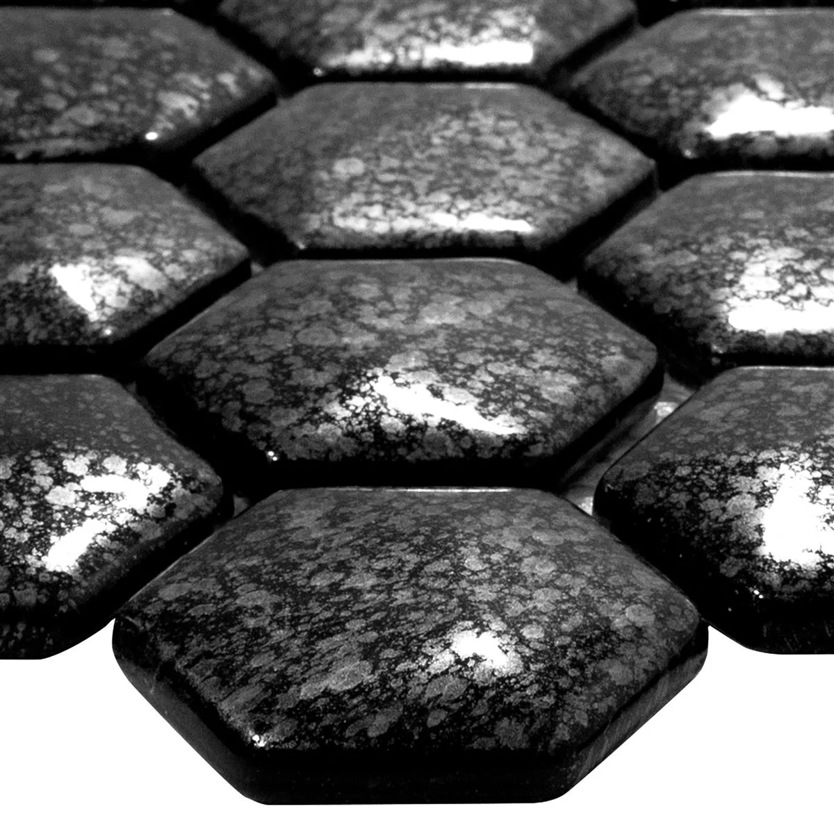 Glasmosaik Plattor Leopard Hexagon 3D Grå Glasmosaik Plattor Leopard Hexagon 3D Grå