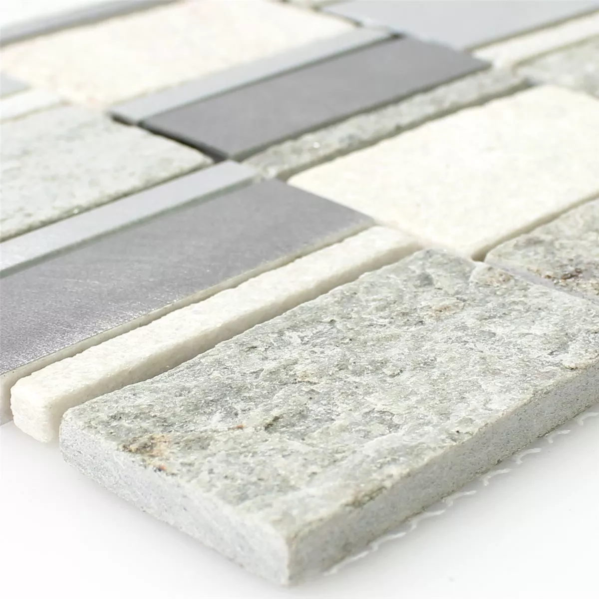 Natursten Kvartsit Metall Mosaik Various Silver Natursten Kvartsit Metall Mosaik Various Silver