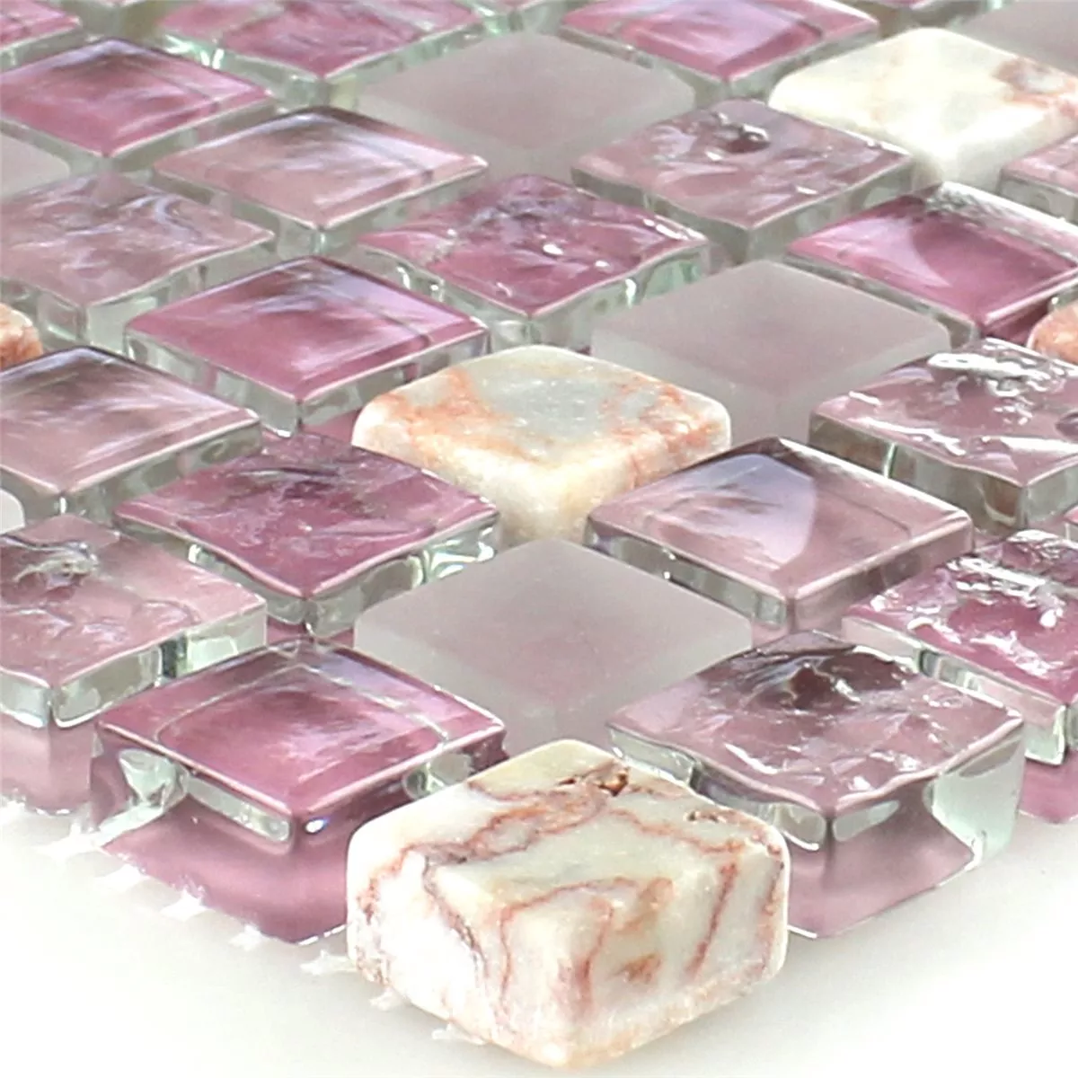 Mosaik Glas Marmor Rosa Mix 15x15x8mm Mosaik Glas Marmor Rosa Mix 15x15x8mm