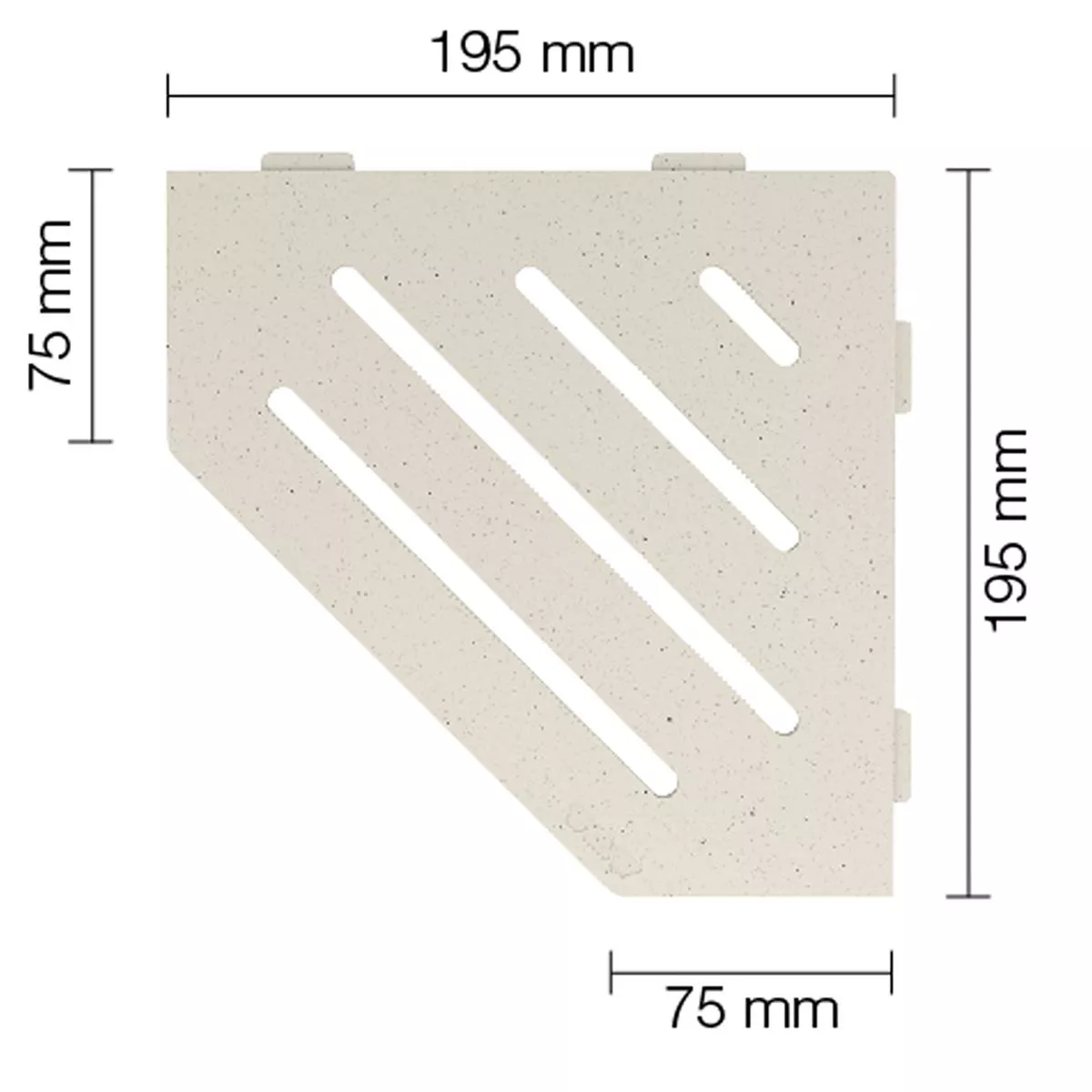 Wandablage Duschablage Schlüter 5eck 19,5x19,5cm Wave Elfenbein