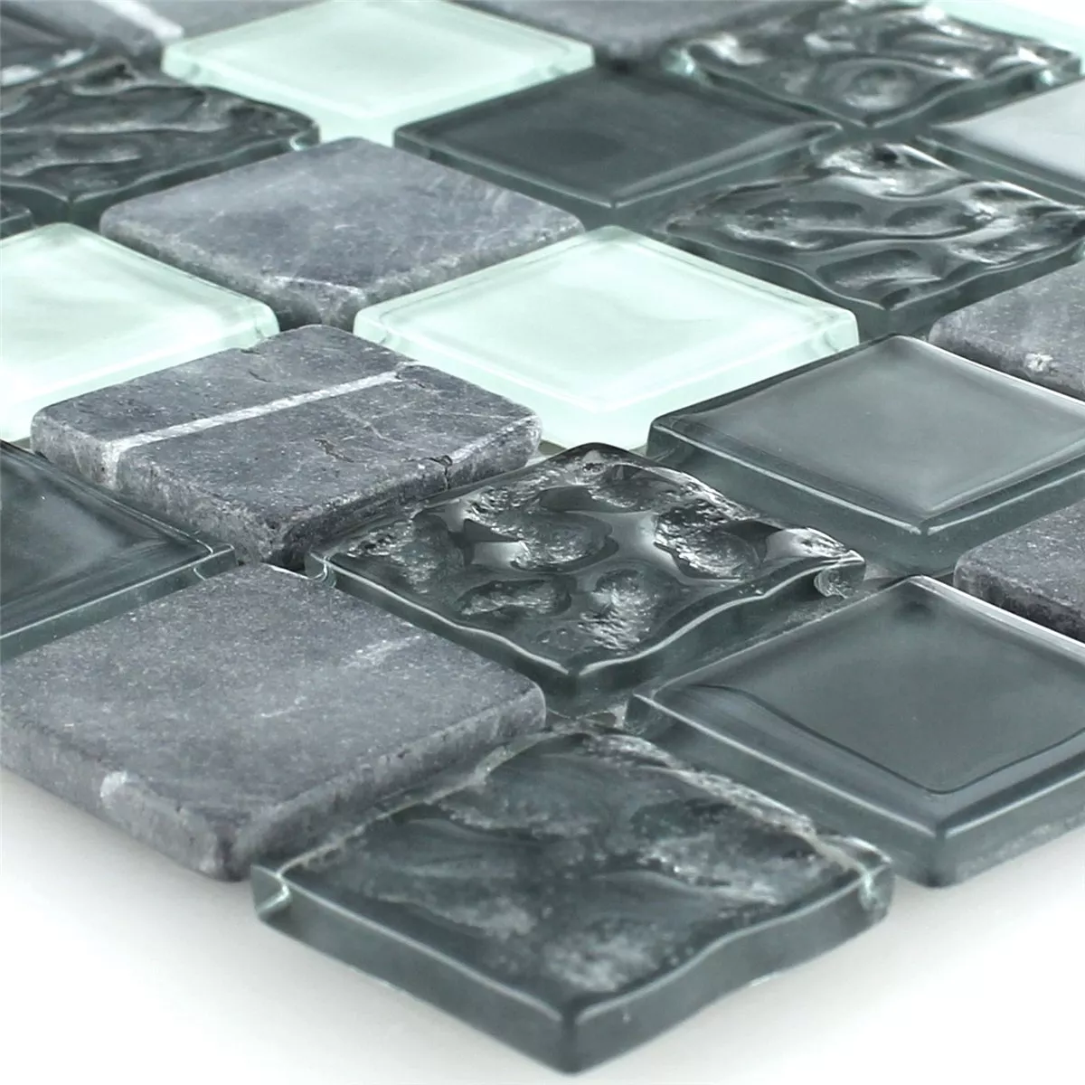Glas Marmor Natursten Mosaik Epsilon Grå Vit Glas Marmor Natursten Mosaik Epsilon Grå Vit