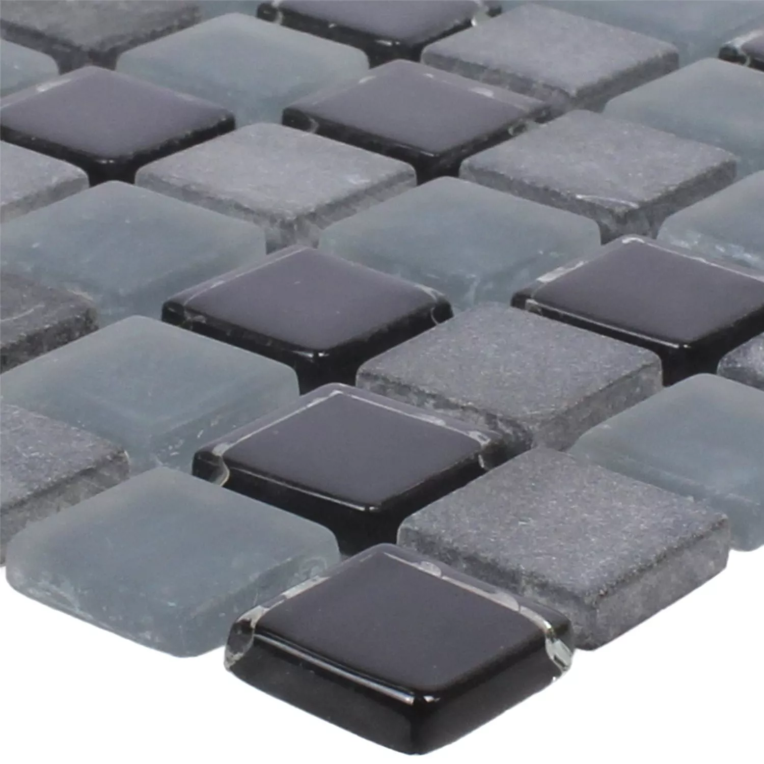 Mosaik Marmor Glas Mix Kobra Svart Grå 15 Mosaik Marmor Glas Mix Kobra Svart Grå 15