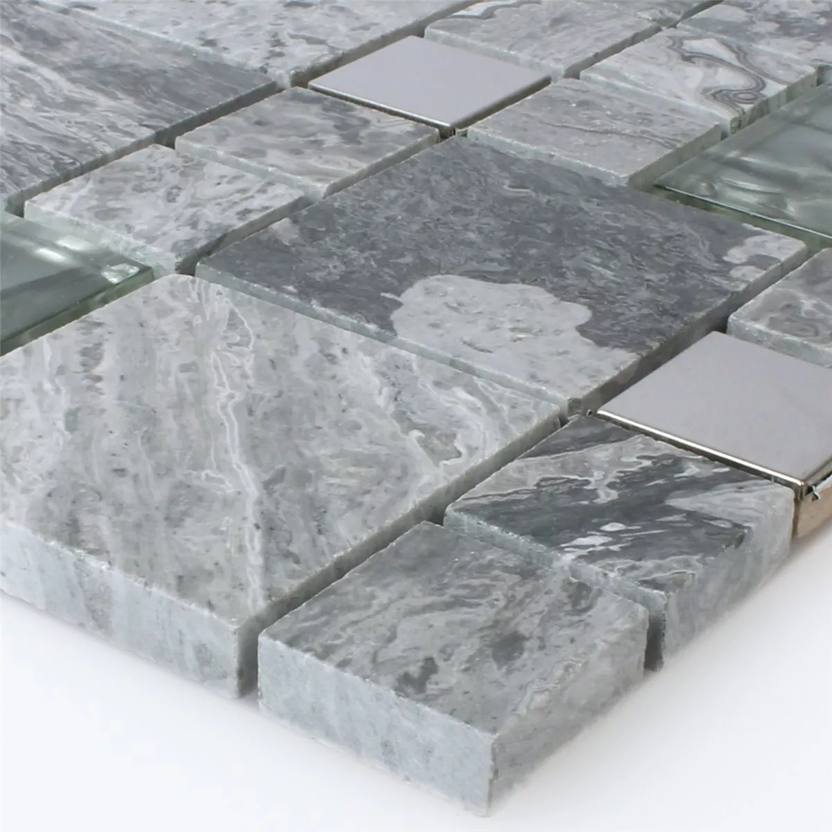 Mosaik Metall Glas Natursten Mix Grå Silver Mosaik Metall Glas Natursten Mix Grå Silver