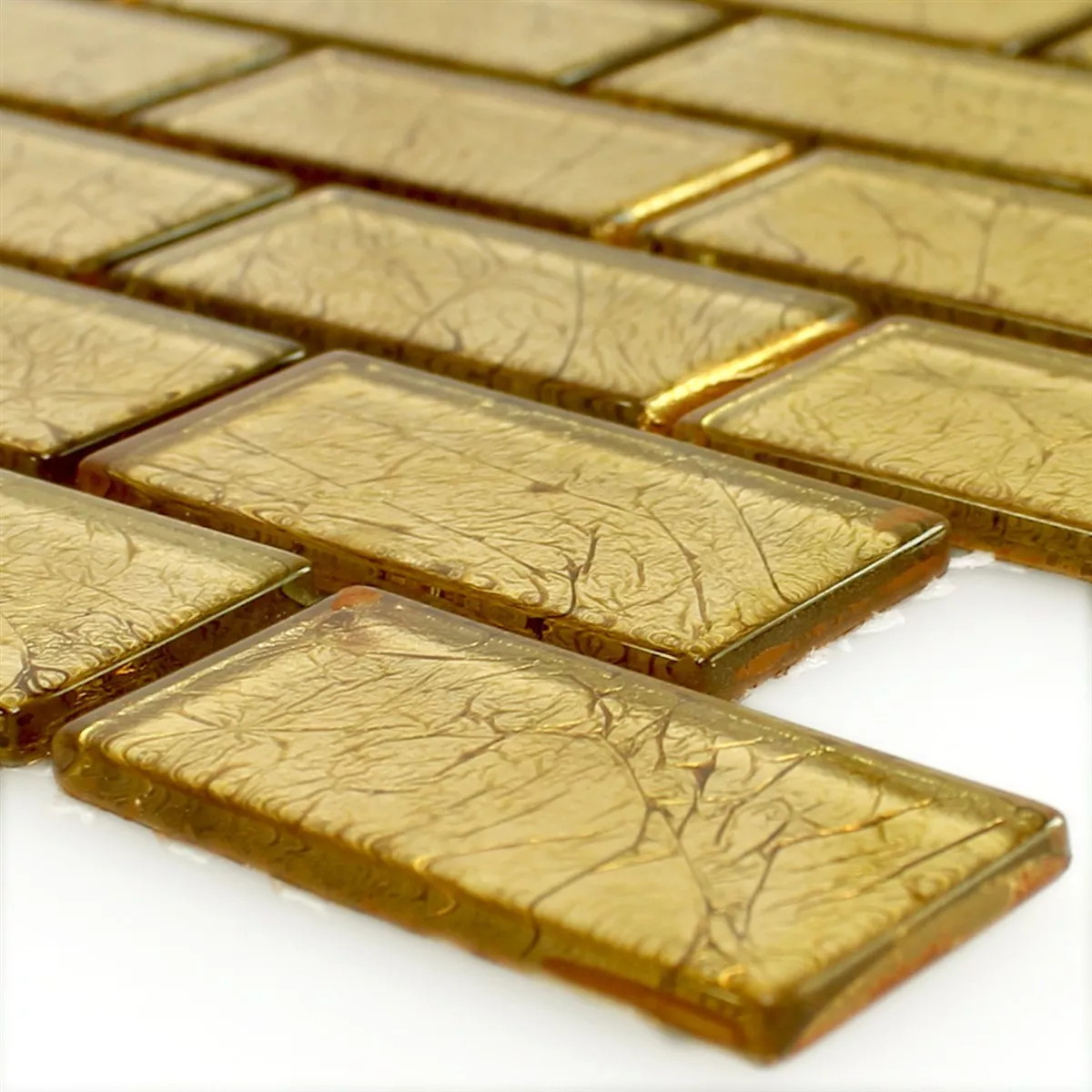 Glasmosaik Fliesen Sophia Gold Brick