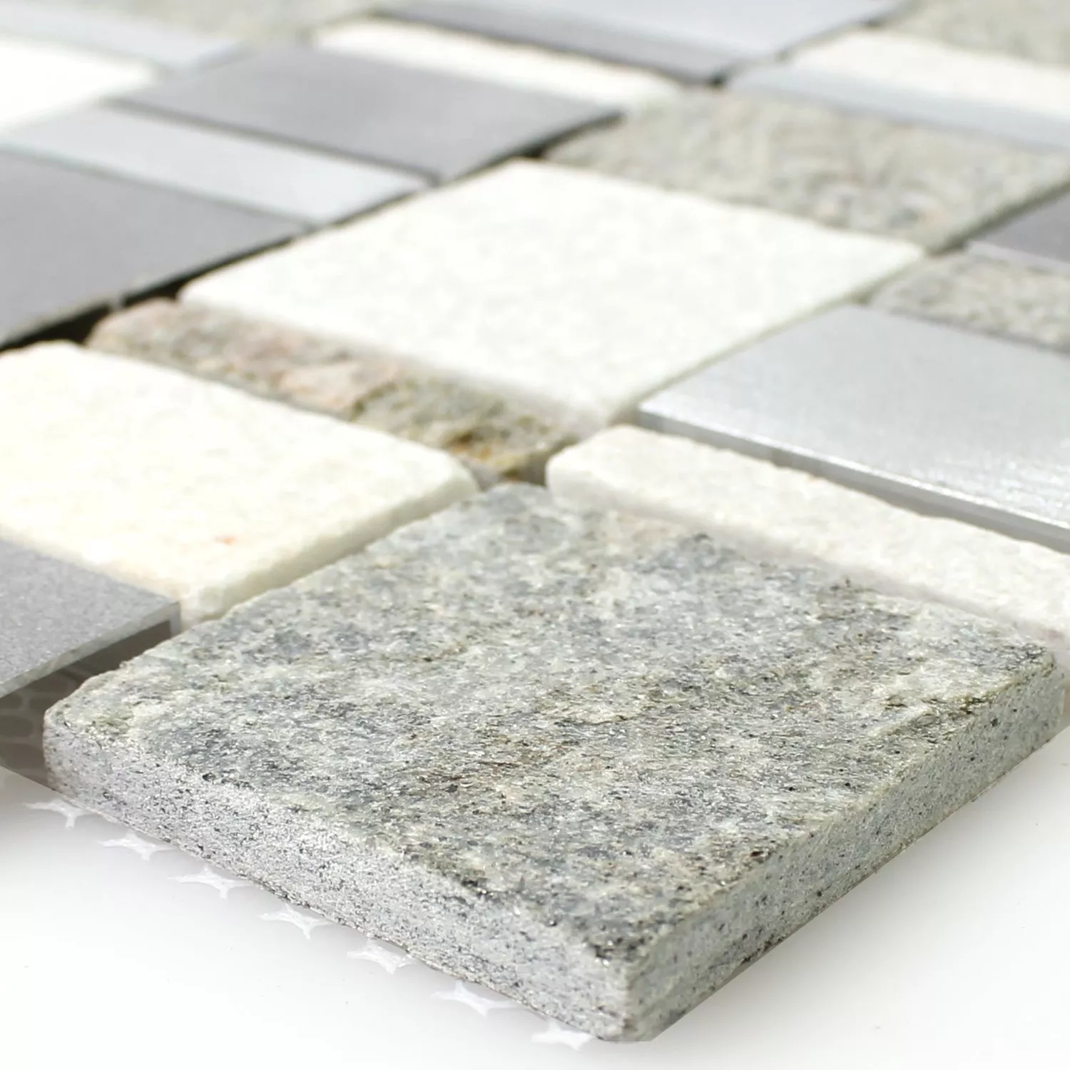 Natursten Kvartsit Metall Aluminium Mosaik Topsail Silver Natursten Kvartsit Metall Aluminium Mosaik Topsail Silver