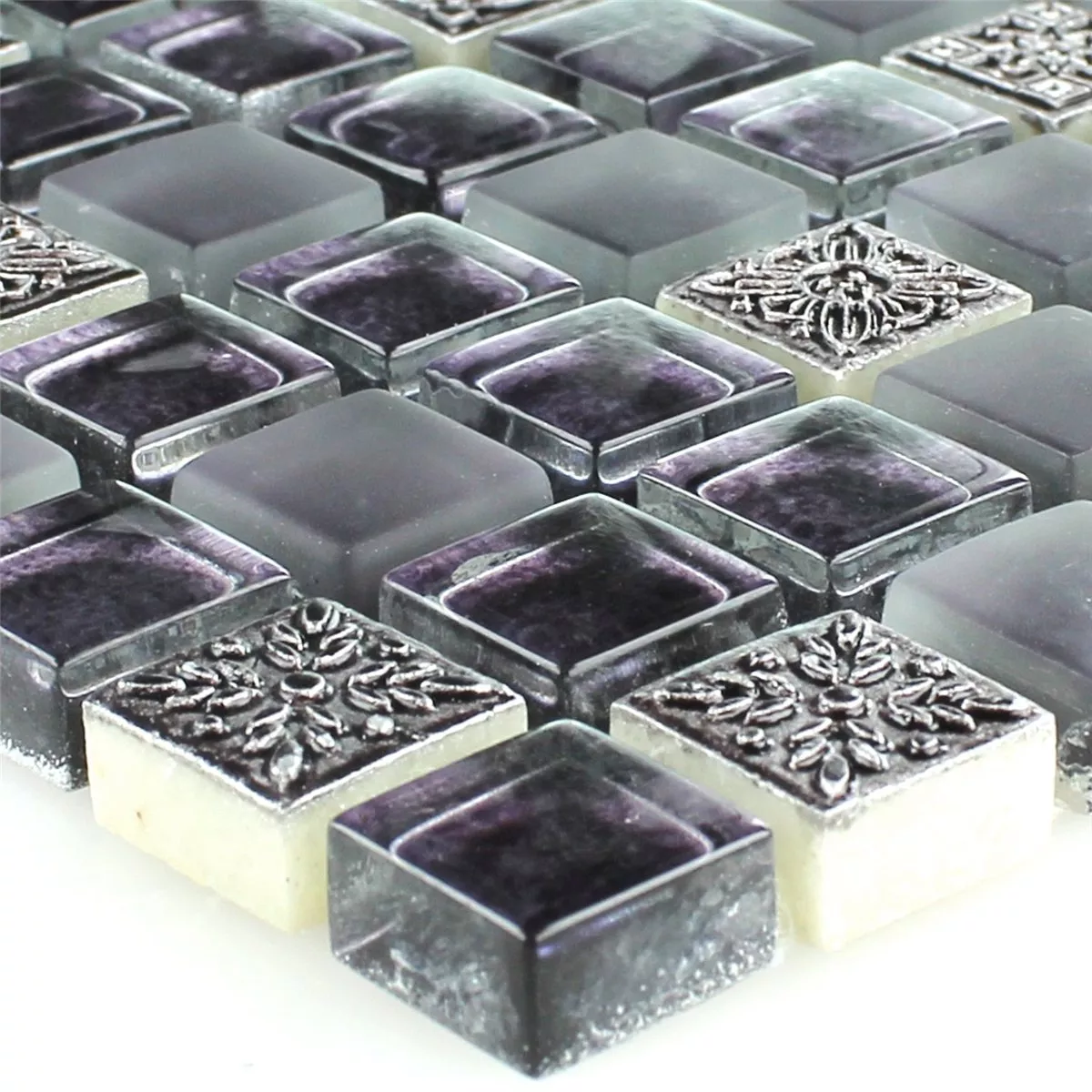 Mosaik Glas Natursten Ornament Lila Mix Mosaik Glas Natursten Ornament Lila Mix