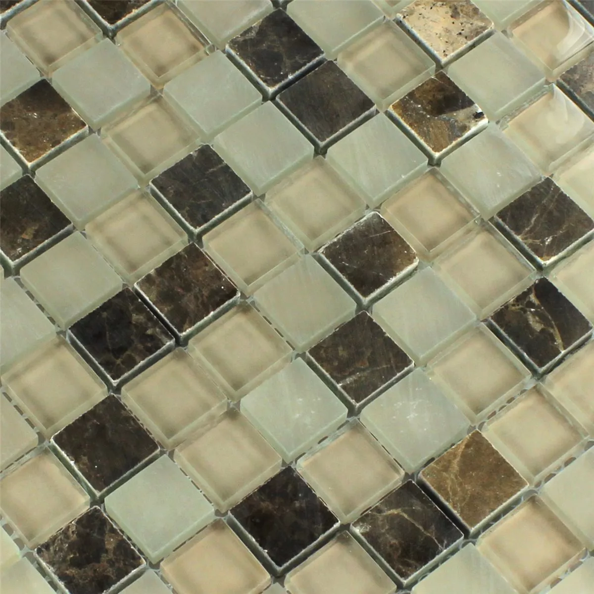 Mosaikfliesen Glas Marmor Quebeck Braun 23x23x8mm