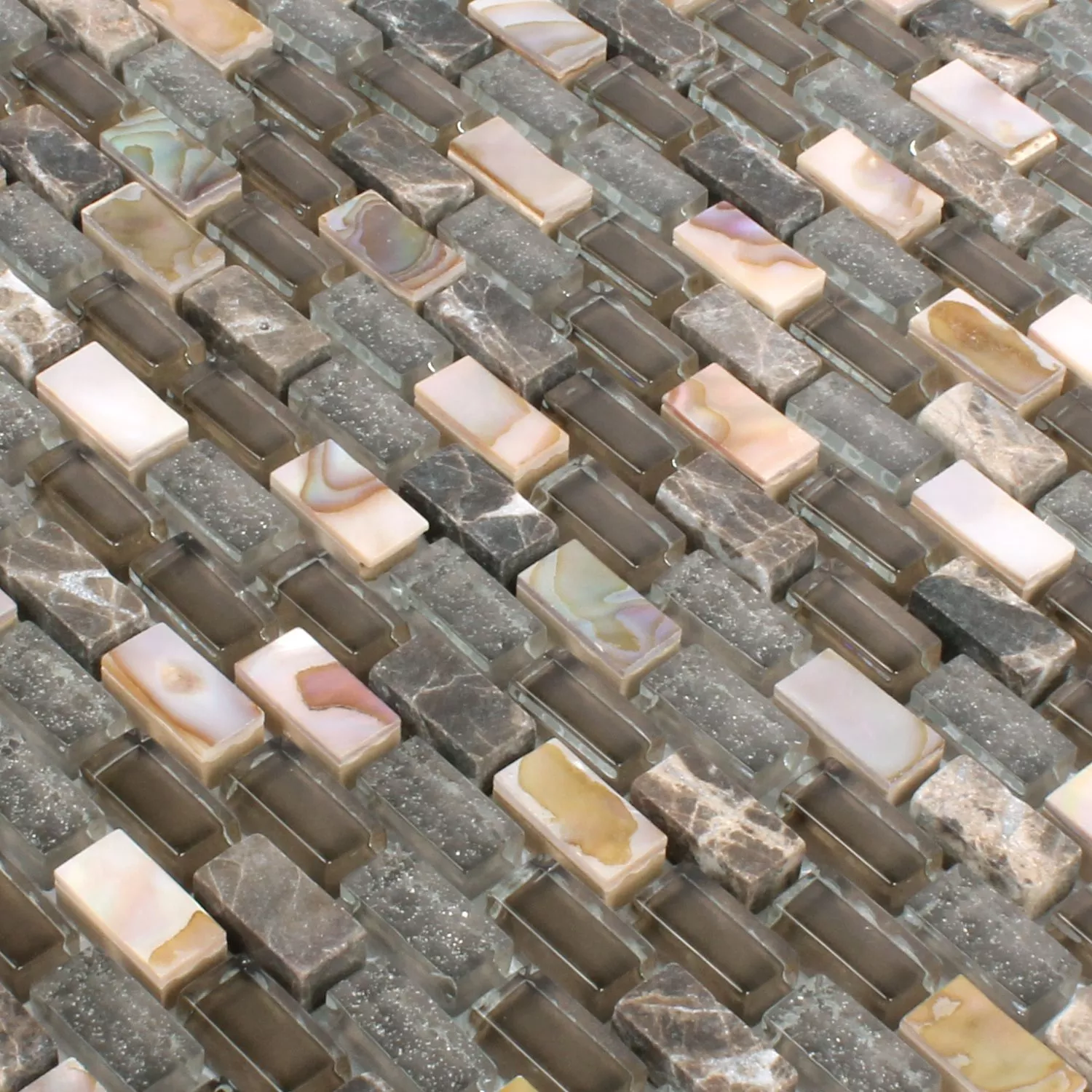 Mosaikfliesen Muschel Glas Naturstein Jasmina Dunkelbraun