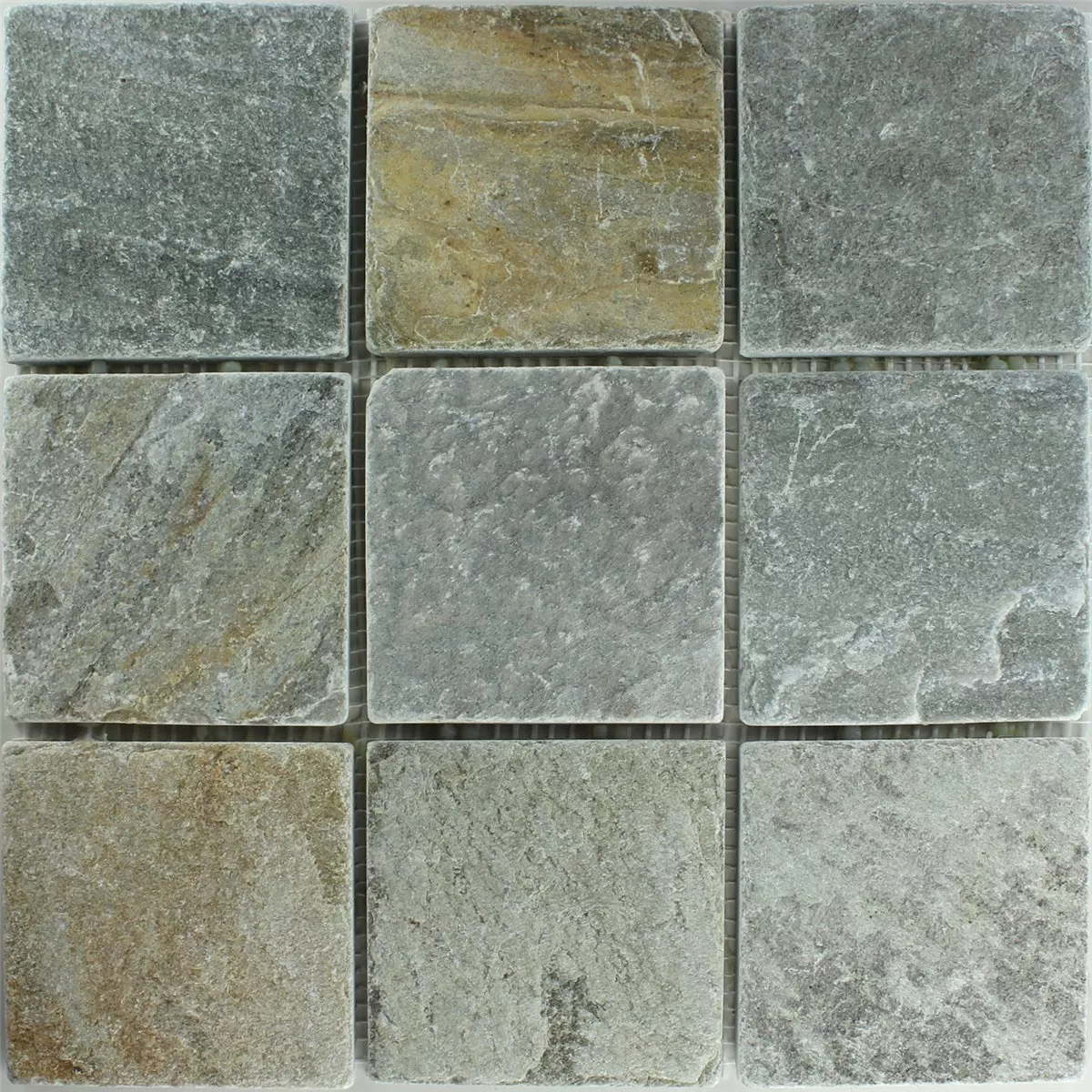 Muster von Mosaikfliesen Quarzit Beige Grau 