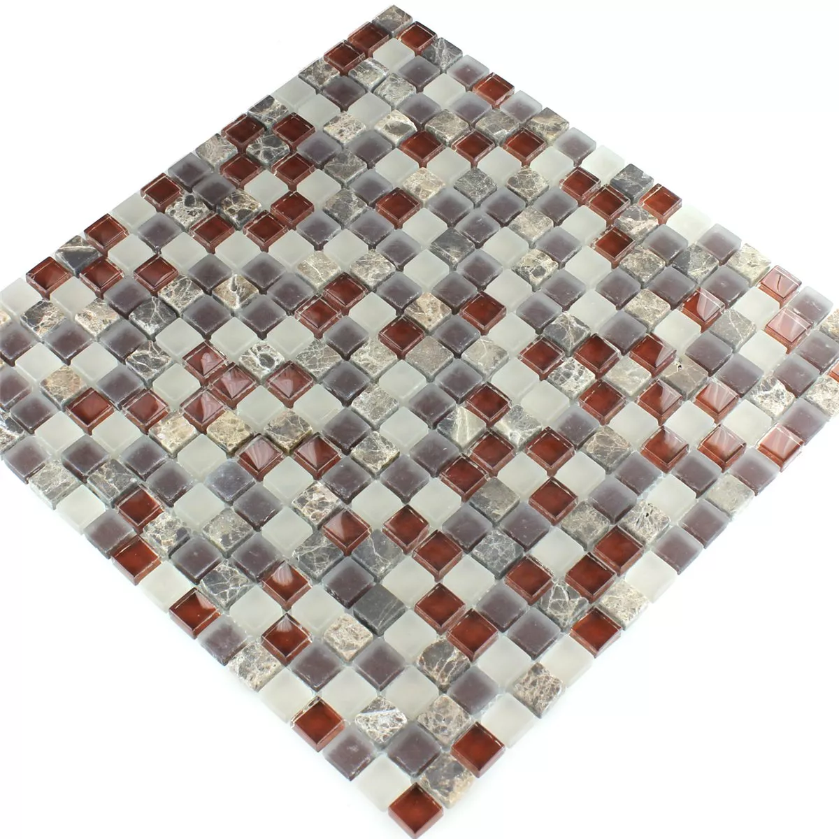 Mosaikfliesen Glas Marmor 15x15x8mm Braun