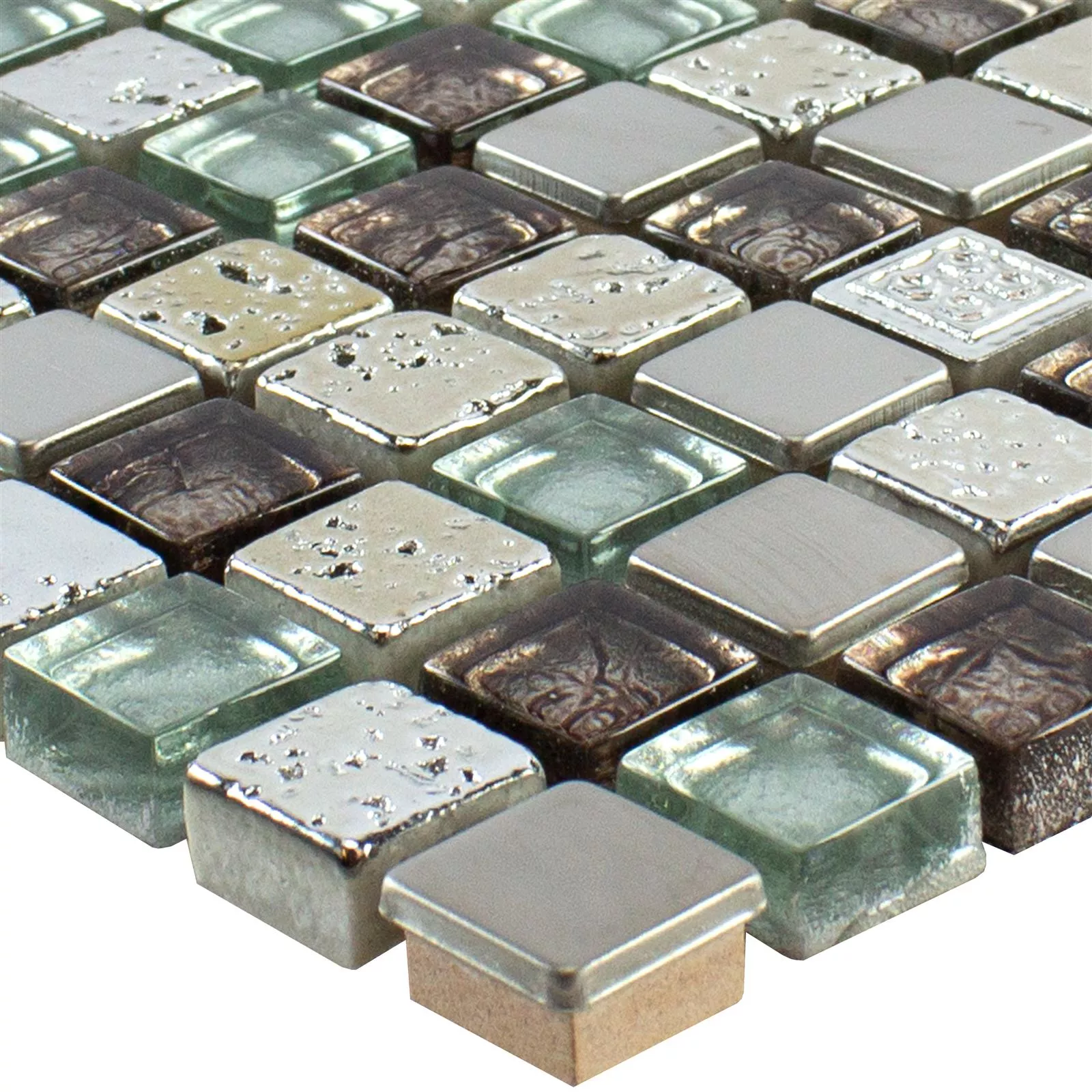 Glas Resin Metall Mosaik Falco Brun Silver Glas Resin Metall Mosaik Falco Brun Silver