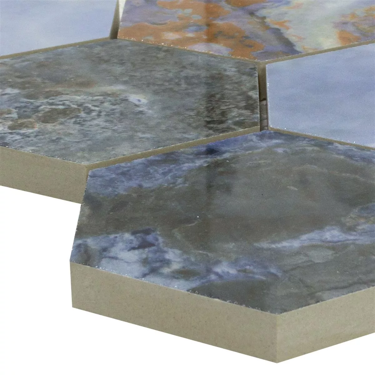 Keramikmosaik Plattor Naftalin Hexagon Blå Svart Keramikmosaik Plattor Naftalin Hexagon Blå Svart