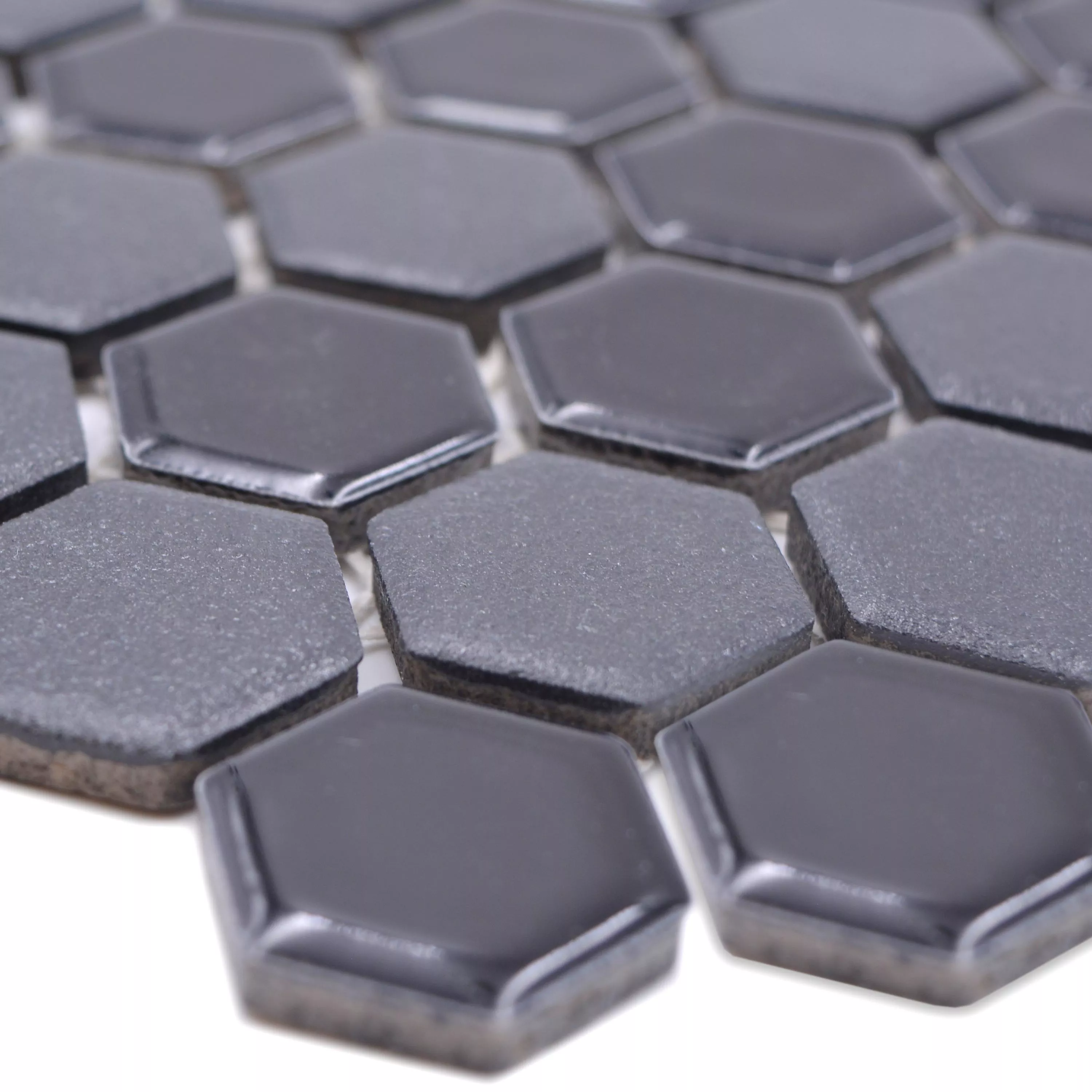 Keramikmosaik Tripolis Schwarz R10B Hexagon 23