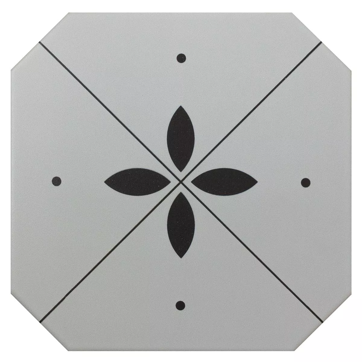 Stengods Plattor Genexia Svart Vit Decor 4 Oktogon 20x20cm Stengods Plattor Genexia Svart Vit Decor 4 Oktogon 20x20cm