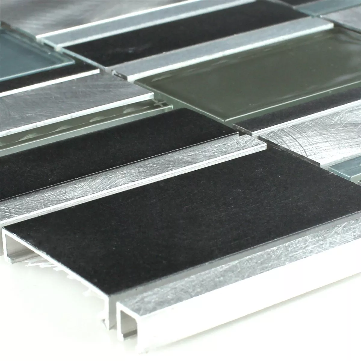 Glas Aluminium Metall Mosaikfliesen Akören Blau Mix