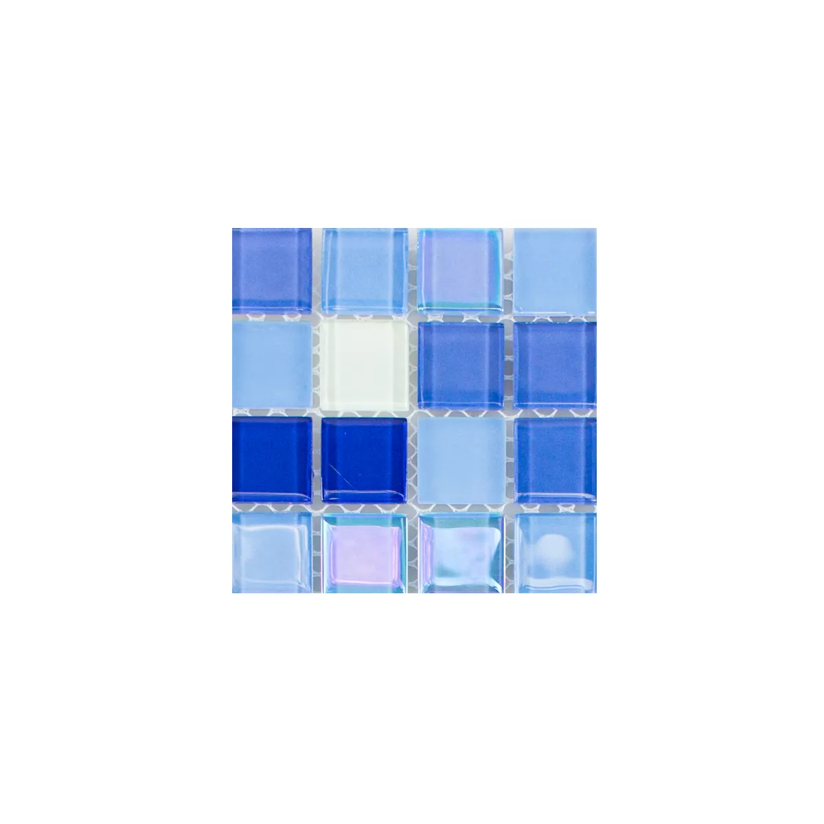Muster von Glasmosaik Fliesen Karlsruhe Blau Weiss