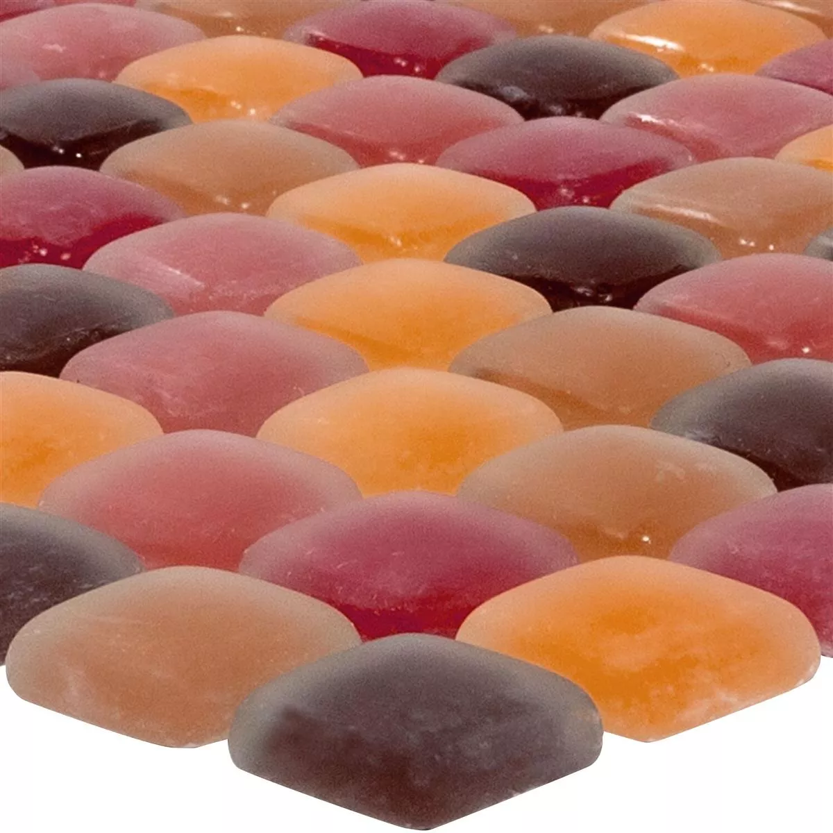 Glasmosaik Plattor Ponterio Frosted Röd Mix Glasmosaik Plattor Ponterio Frosted Röd Mix