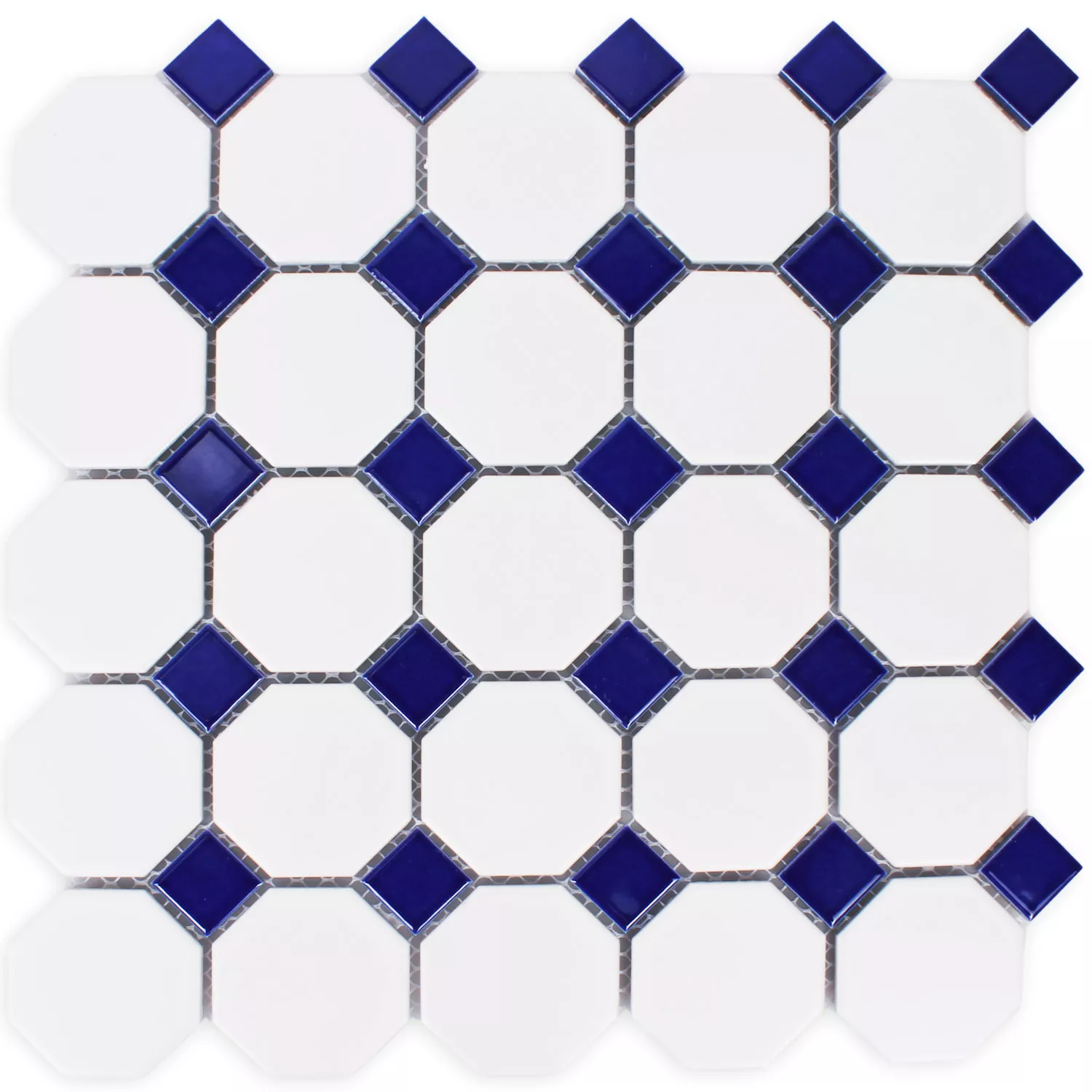 Keramik Mosaikfliesen Octagon Belami Weiß Blau 56