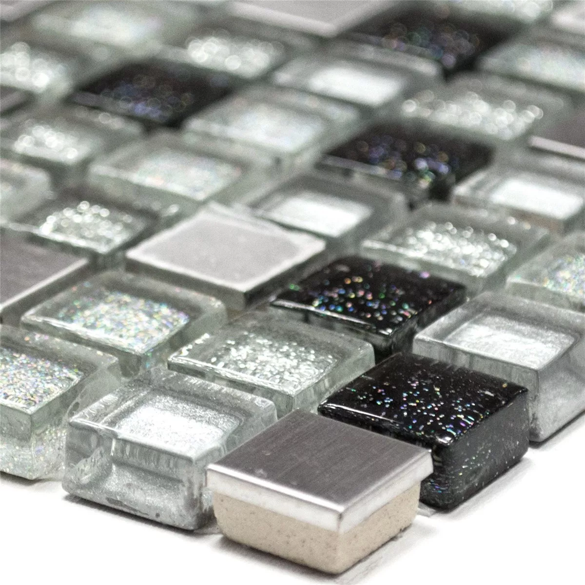 Glas Rostfritt Stål Metall Mosaik Silver Svart Glas Rostfritt Stål Metall Mosaik Silver Svart