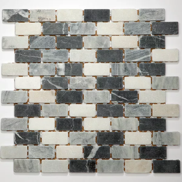 Mosaikfliesen Marmor 23x48x8mm Schwarz Mix