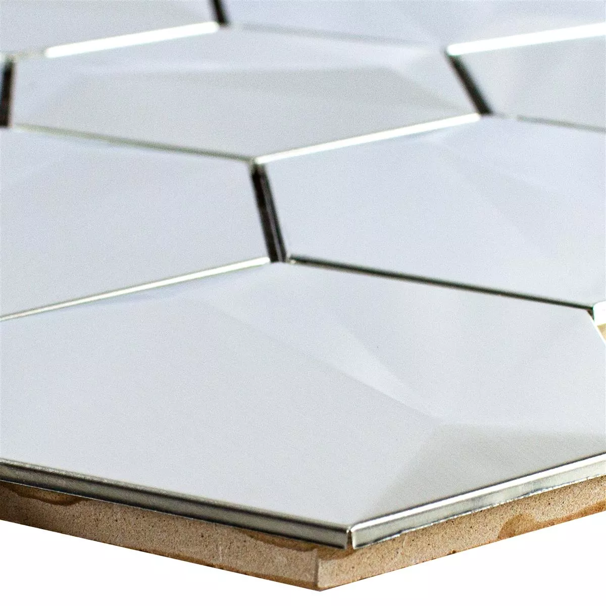 Rostfritt Stål Mosaik Durango Hexagon 3D Silver Rostfritt Stål Mosaik Durango Hexagon 3D Silver