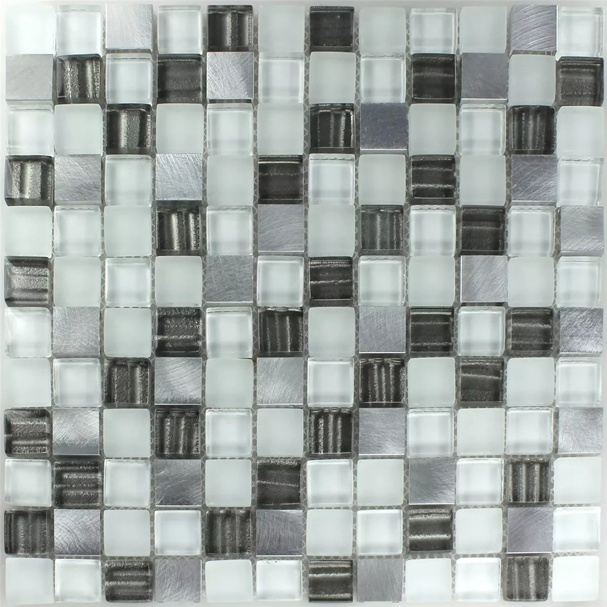 Mosaikfliesen Glas Aluminium Silber Grau