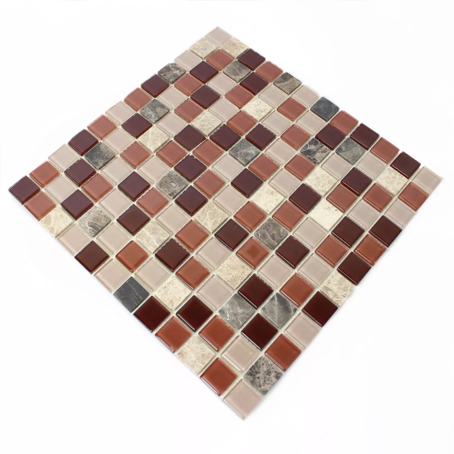 Selbstklebende Mosaikfliesen Naturstein Glas Beige Braun Emperador