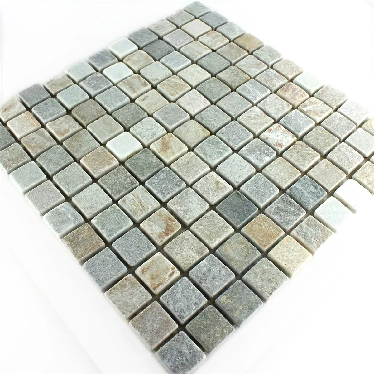 Naturstein Quarzit Mosaik Fliesen Beige Grau 22x22mm