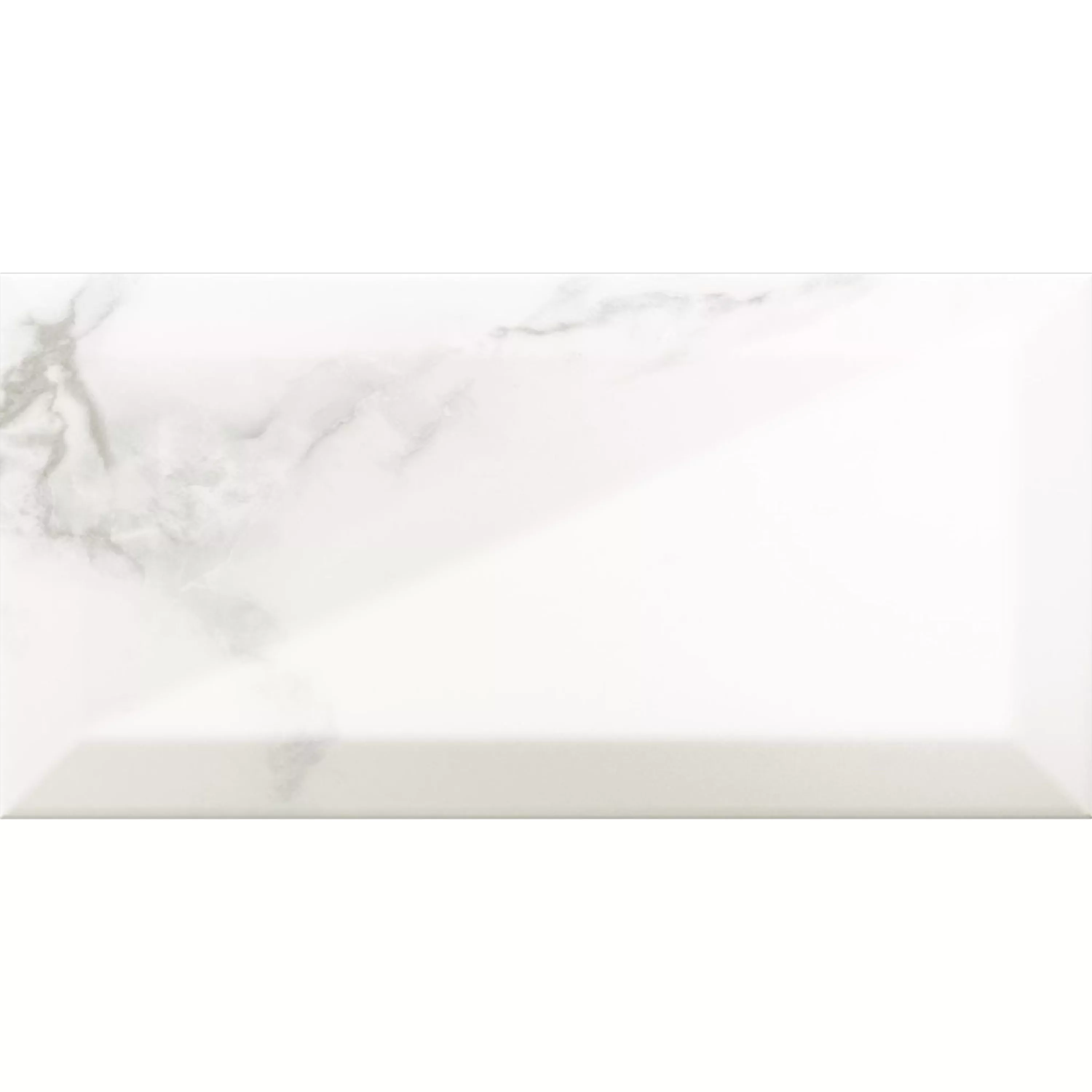 Metro Kakel Girona Marmor Optik Med Fasett Vit Glänsande 10x20cm Metro Kakel Girona Marmor Optik Med Fasett Vit Glänsande 10x20cm