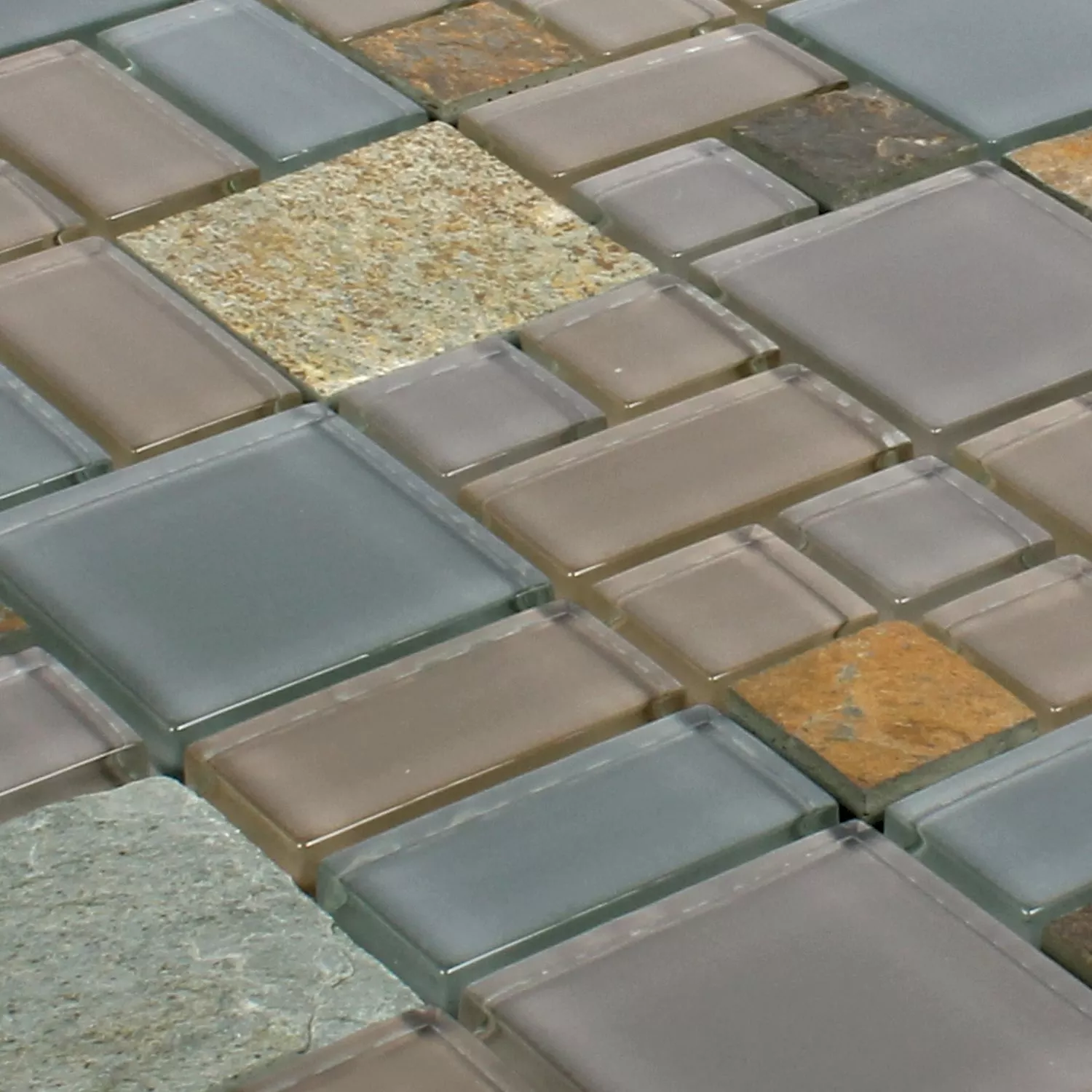 Mosaikfliesen Apollo Naturstein Glasmix Braun