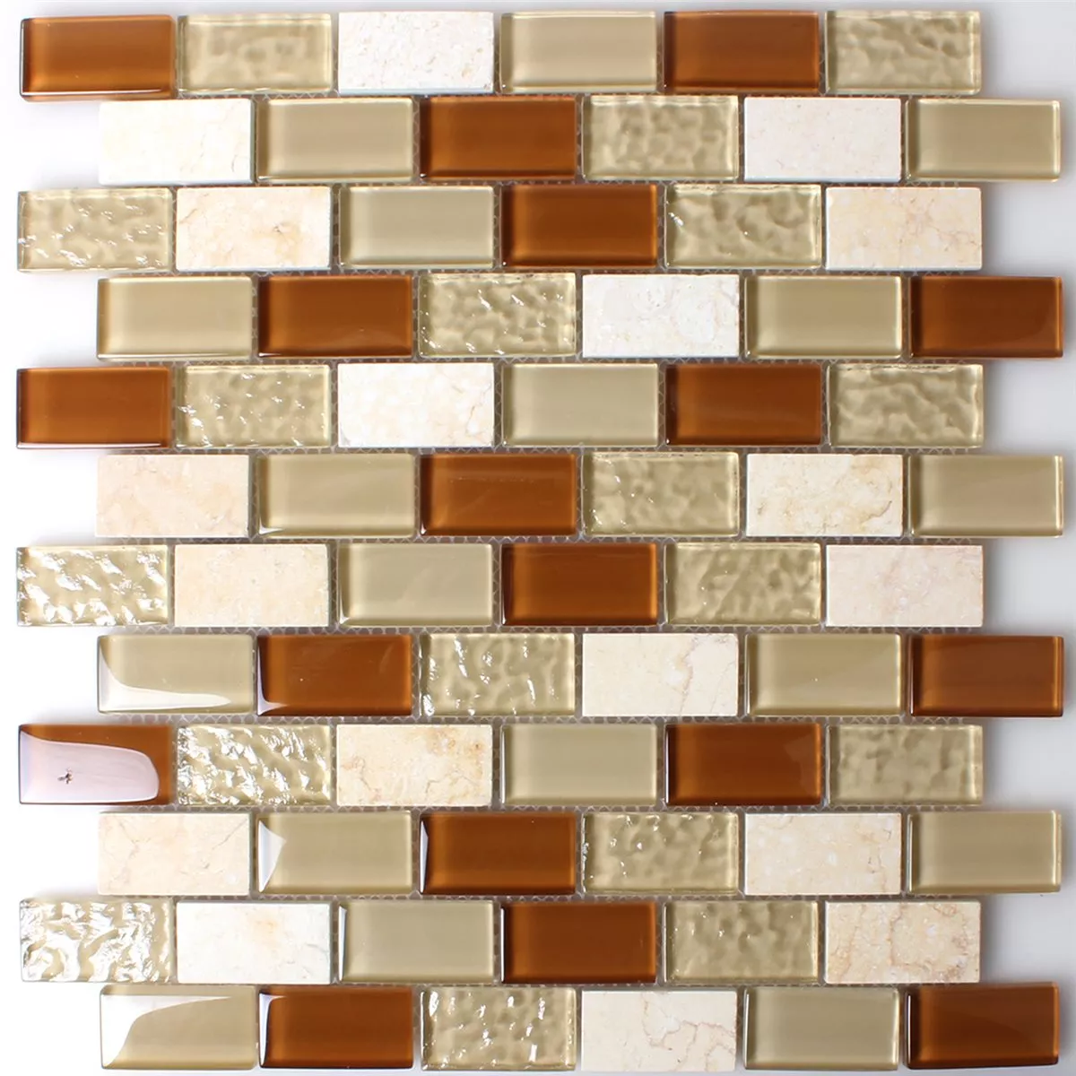 Mosaikfliesen Glas Marmor Beige Mix