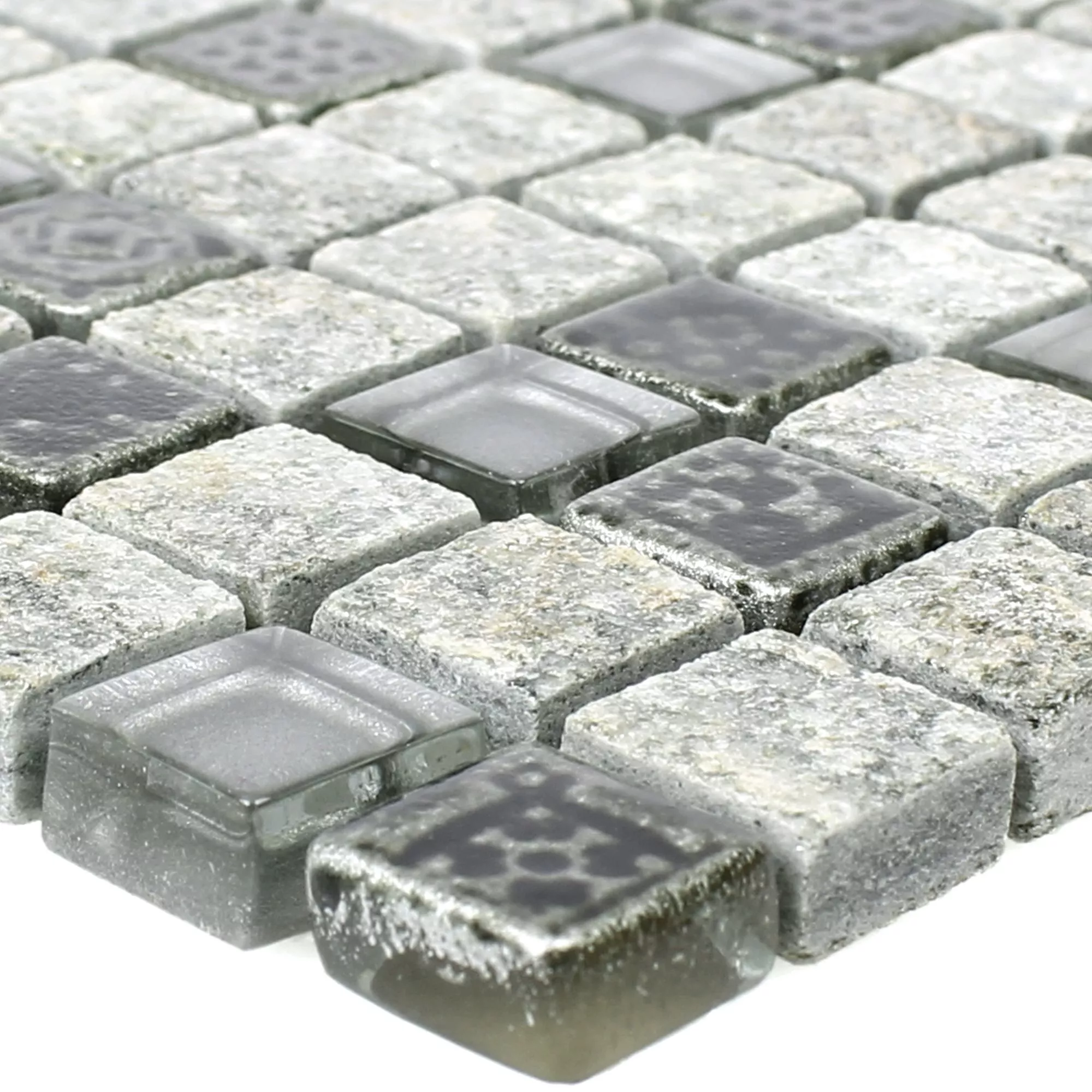 Glas Naturstein Resin Mosaikfliesen Zimtente Grau