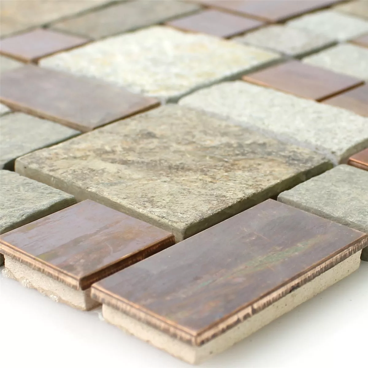 Natursten Kvartsit Aluminium Metall Mosaik Istanbul Koppar Brun Natursten Kvartsit Aluminium Metall Mosaik Istanbul Koppar Brun