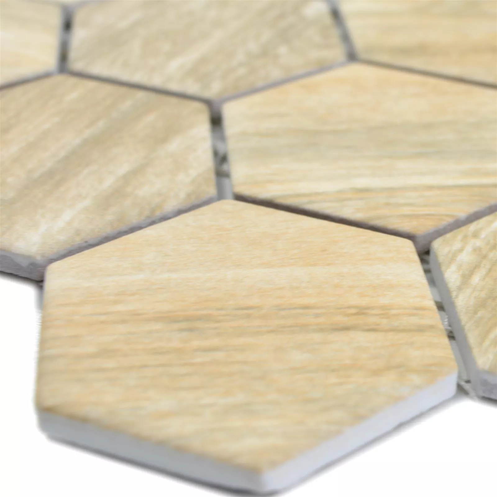 Keramikmosaik Duponti Hexagon Träimitation Beige Keramikmosaik Duponti Hexagon Träimitation Beige