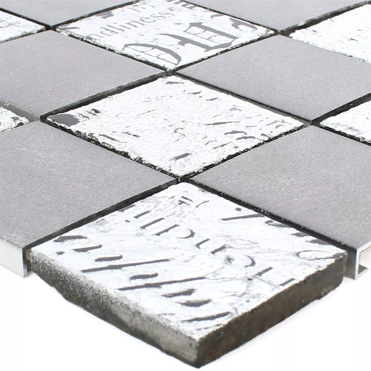 Mosaik Metall Natursten Parole Svart Silver Mosaik Metall Natursten Parole Svart Silver