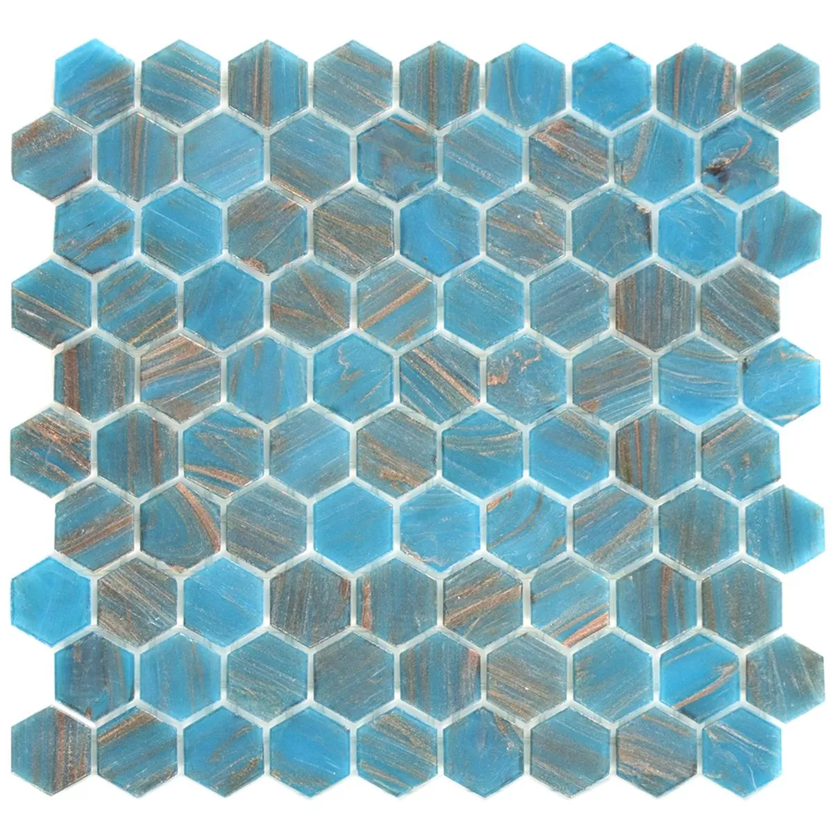 Glasmosaik Plattor Trend-Vi Glas Hexagon 242 Turkos Blå