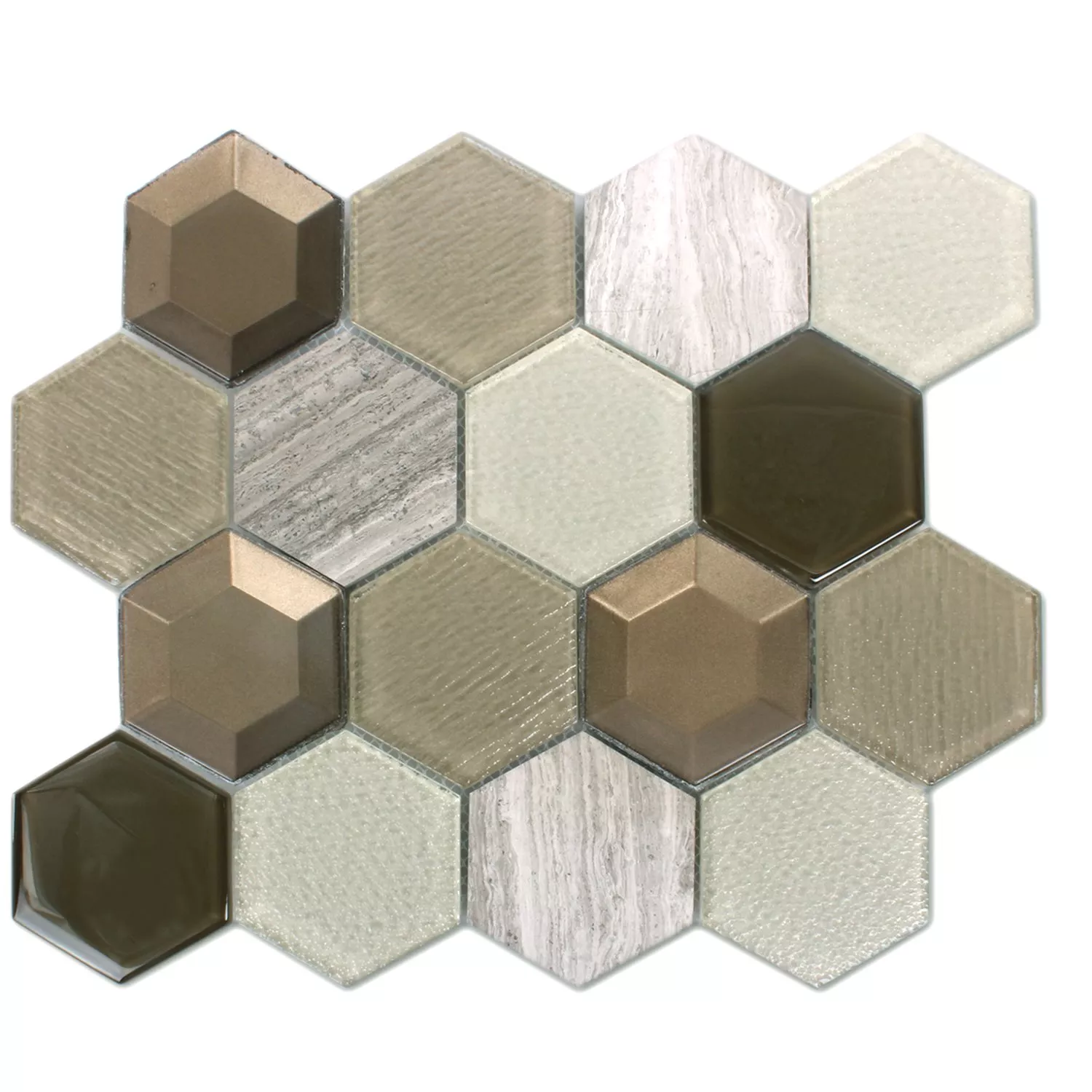 Muster von Mosaikfliesen Concrete Glas Naturstein 3D Beige