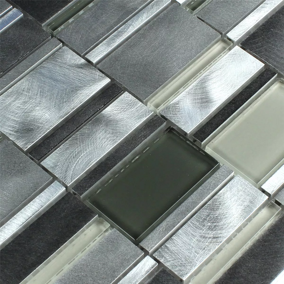 Mosaikfliesen Aluminium Glas Grau Silber