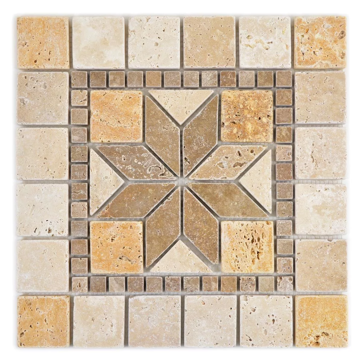 Natursten Rosone Volney Beige Brun Guld 30x30cm Natursten Rosone Volney Beige Brun Guld 30x30cm