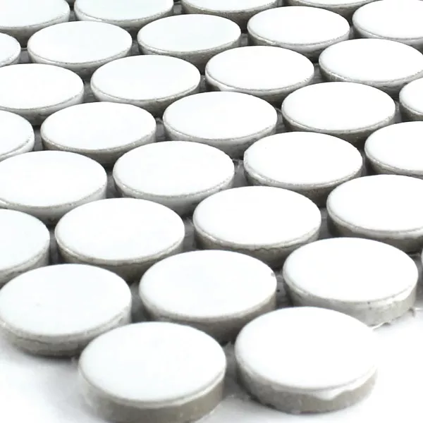 Keramik Mosaik Drop Rund Vit Uni Keramik Mosaik Drop Rund Vit Uni