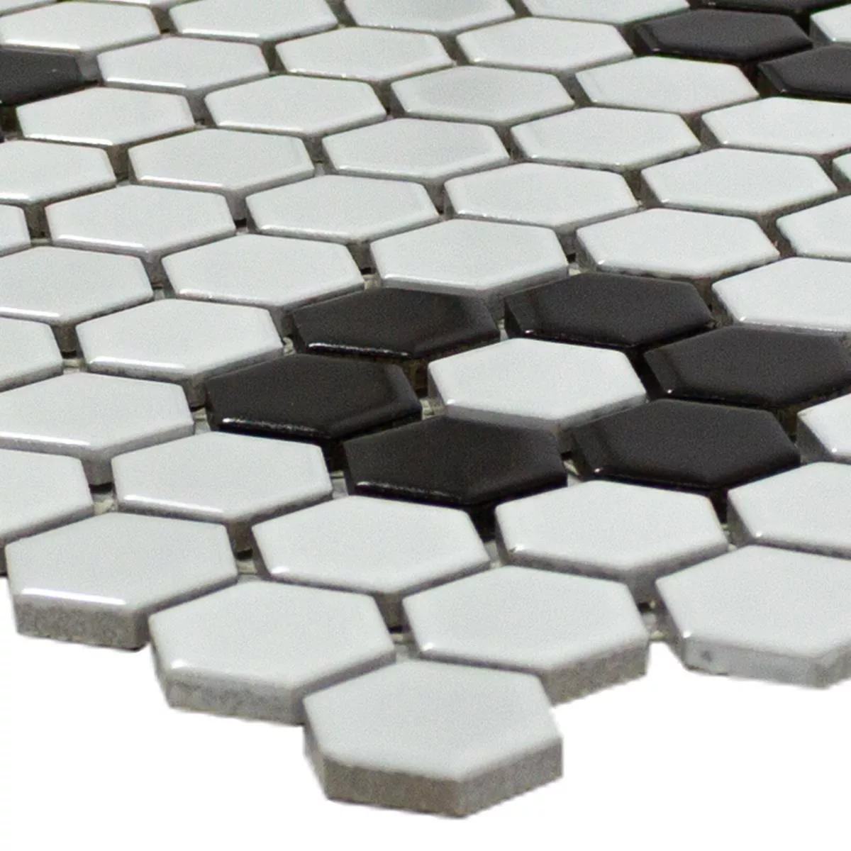 Keramik Mosaikfliese Hexagon Osaka Schwarz Weiss Keramik Mosaikfliese Hexagon Osaka Schwarz Weiss