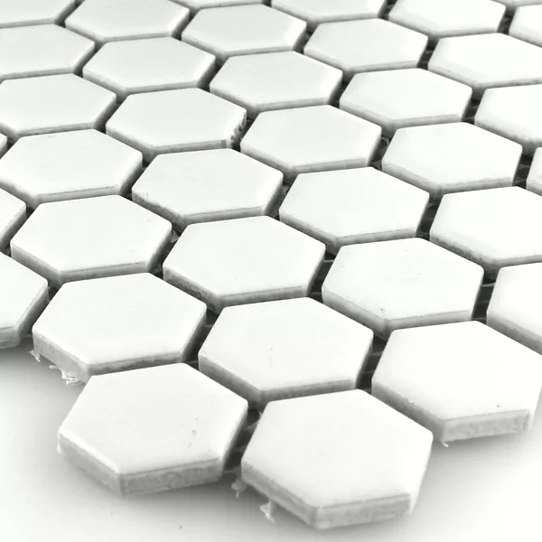 Mosaik Keramik Hexagon Vit Matt H23 Mosaik Keramik Hexagon Vit Matt H23